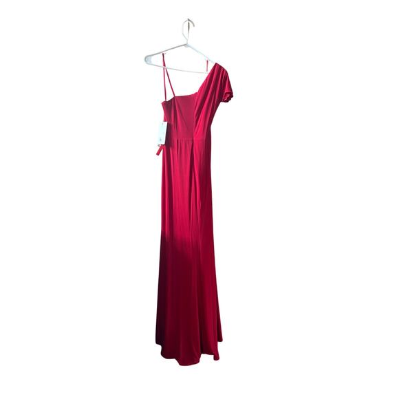 NWT 67858 Ieena for MacDuggal Red One shoulder faux wrap dress size 10 - Picture 8 of 13